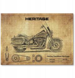 SteelPoster Fém poszter Harley Davidson Heritage Tábla 30 x 42 cm +ajándék (plakat dekoracyjny, metalowa tablica, szyld)