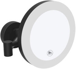 Bemeta fali kozmetikai tükör 3x nagyítással és LED világítással 200 mm, fekete XR016B (XR016B)