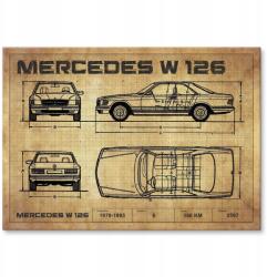 SteelPoster Fém poszter W126 drawing Tábla Tepsi 22 x 31 cm +ajándék (plakat dekoracyjny, metalowa tablica, szyld)