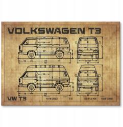 SteelPoster Fém poszter Vw T3 drawing Tábla 30 x 42 cm +ajándék (plakat dekoracyjny, metalowa tablica, szyld)