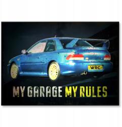 SteelPoster Fém poszter My garage My rules Party Tábla Tepsi 22 x 31 cm +ajándék (plakat dekoracyjny, metalowa tablica, szyld)