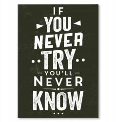SteelPoster Fém poszter If you never a try Tábla Tepsi 42 x 59, 4 cm +ajándék (plakat dekoracyjny, metalowa tablica, szyld)