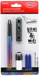 DACO Stilou cu radiera si penita ascunsa DACO You and Me, ST301 negru gradient