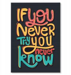 SteelPoster Fém poszter If You Never Try Tábla Tepsi 22 x 31 cm +ajándék (plakat dekoracyjny, metalowa tablica, szyld)