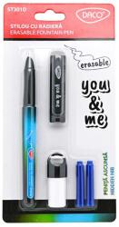 DACO Stilou cu radiera si penita ascunsa DACO You and Me, ST301 negru/bleu