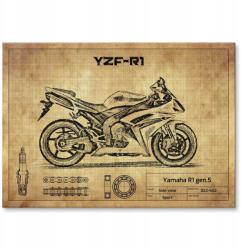 SteelPoster Fém poszter Yamaha R1 gen. 5 Tábla lemez 42 x 59, 4 cm +ajándék (plakat dekoracyjny, metalowa tablica, szyld)