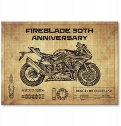 SteelPoster Fém poszter Honda Fireblade 30TH Tábla lemez 42 x 59, 4 cm +ajándék (plakat dekoracyjny, metalowa tablica, szyld)