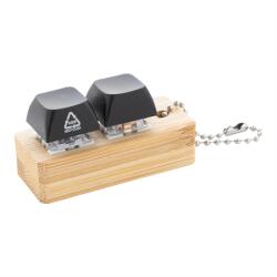  Kulcstartó bambusz, újrahasznosított ABS antistressz gombbal 25x54x31mm (TYPOO)
