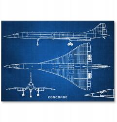 SteelPoster Fém poszter Repülőgép Concorde Blueprint Tábla 30 x 42 cm +ajándék (plakat dekoracyjny, metalowa tablica, szyld)