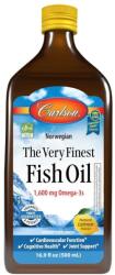 Carlson Labs Ulei de pește norvegian de cea mai bună calitate, 1600 mg Omega-3, aromă de lămâie - 500 ml