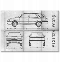 SteelPoster Fém poszter Skoda Felicia Autó Szabadalom Daily Ajándék (plakat dekoracyjny, metalowa tablica, szyld)