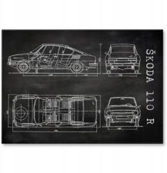 SteelPoster Fém poszter Skoda 110 R Autó-Motor Patent Slate 42 x 59, (plakat dekoracyjny, metalowa tablica, szyld)