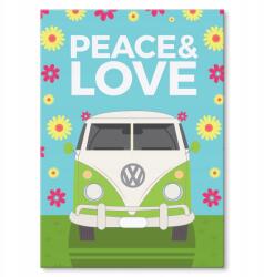 SteelPoster Fém poszter Peace & Love Hippie Tábla Tepsi 22 x 31 cm +ajándék (plakat dekoracyjny, metalowa tablica, szyld)