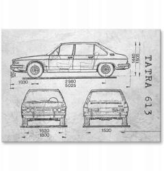 SteelPoster Fém poszter Tatra 613 Autó-Motor Patent Stone 30 x 42 cm (plakat dekoracyjny, metalowa tablica, szyld)