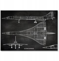 SteelPoster Fém poszter Repülőgép Concorde Tábla Tábla Tepsi 22 x 31 cm +ajándék (plakat dekoracyjny, metalowa tablica, szyld)