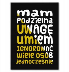 SteelPoster Fém poszter Osztott figyelem Tábla Tepsi 22 x 31 cm +ajándék (plakat dekoracyjny, metalowa tablica, szyld)