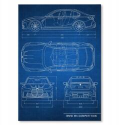 SteelPoster Fém poszter Bmw M3 Competition Tech Tábla Tepsi 22 x 31 cm +ajándék (plakat dekoracyjny, metalowa tablica, szyld)