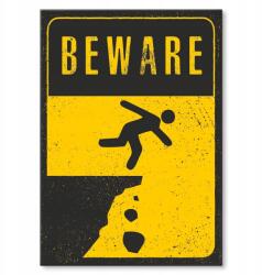 SteelPoster Fém poszter Beware cliff Tábla Tepsi 22 x 31 cm +ajándék (plakat dekoracyjny, metalowa tablica, szyld)