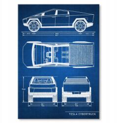 SteelPoster Fém poszter Tesla Cybertruck Tech Tábla Tepsi 22 x 31 cm +ajándék (plakat dekoracyjny, metalowa tablica, szyld)