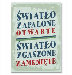 SteelPoster Fém poszter nyitvatartási idő Tábla 30 x 42 cm +ajándék (plakat dekoracyjny, metalowa tablica, szyld)