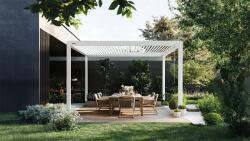 Gerda Pergola Soleo 4x3m Fehér Szabadon álló Magasság 259cm Terasz Kerti Felső (PERG.BIA.WOL.4x3)
