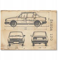 SteelPoster Fém poszter Skoda 120 Autó-Motor Patent Retro 42 x 59, 4 (plakat dekoracyjny, metalowa tablica, szyld)