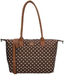 Charm London Sötétbarna pöttyös nagyméretű shopper táska „Femine (K20776-1291-dots-white-brow-HU)