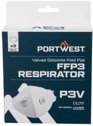 Portwest P310 - FFP3 szelepes Dolomite félbehajtható pormaszk, fehér, 3 db/csomag (P310WHR)