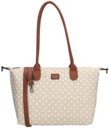 Charm London Bézs pöttyös nagyméretű shopper táska „Femine (K20776-1289-dots-white-taup-HU)