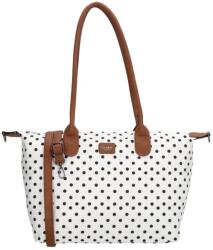 Charm London Fehér pöttyös nagyméretű shopper táska „Femine (K20776-981-dots-black-white-HU)