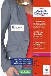 AVERY Etikett címke, 80 x50mm, textil 10 címke/ív, 20 ív/doboz, Avery fehér - suplix
