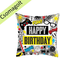 Kaleidoscope Szülinapi lufi 18" 45cm Happy Birthday, kontroller, Gamer (LUFI739795)