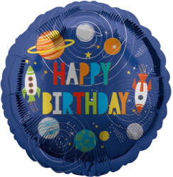 riethmüller Szülinapi lufi 18" 45cm, Happy Birthday, űrhajós (LUFI273499)