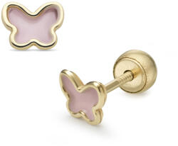 Lisa Jewelry for Kids pillangó rózsaszín belsővel gyerek fülbevaló gömb zárral (JTAG-0303-18) - lisajewelryforkids