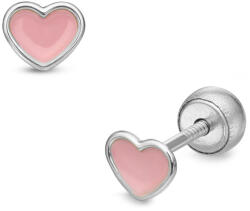 Lisa Jewelry for Kids szív rózsaszín belsővel gyerek fülbevaló gömbzárral (JTAG-0421-18) - lisajewelryforkids