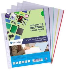 Victoria Genotherm, lefűzhető, színes szélű, A4, 50 mikron, víztiszta, VICTORIA OFFICE, vegyes színek