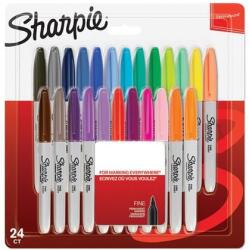 Sharpie Alkoholos marker készlet, 1 mm, kúpos, SHARPIE ˝Fine Point˝, 24 különböző szín