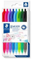 STAEDTLER Golyóstoll, 1 mm, nyomógombos, STAEDTLER® ˝4230 M˝, 8 különböző szín