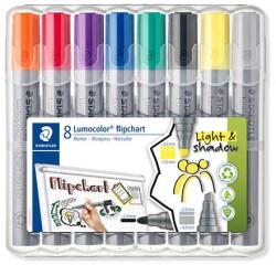 STAEDTLER Flipchart marker vegyes készlet, 2/2-5 mm, STAEDTLER ˝Lumocolor® 356˝, 8 különböző szín