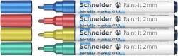 Schneider Akrilmarker készlet, 2 mm, SCHNEIDER ˝Paint-It 011˝, 4 különböző metálszín