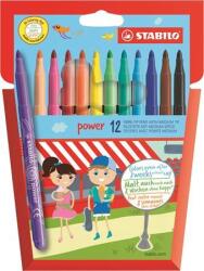 STABILO Filctoll készlet, 2 mm, STABILO ˝Power˝, 12 különböző szín