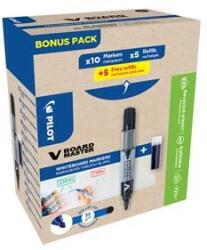 Pilot Táblamarker, 2, 3 mm, kúpos, PILOT ˝V-Board Master, Bonus Pack˝, fekete + betét