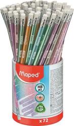 Maped Grafitceruza radírral, ceruzatartó, HB, háromszögletű, MAPED ˝Black`Peps Glitter Deco˝, vegyes pasztell színek