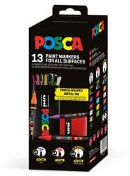 uni Dekormarker készlet, Posca fém dobozos, UNI ˝Posca˝, 13 különböző szín