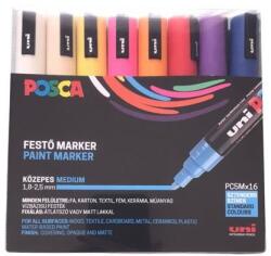 uni Dekormarker készlet, 1, 8-2, 5 mm, UNI ˝Posca PC-5M˝, 16 különböző szín