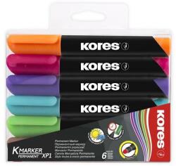 Kores Alkoholos marker, 3 mm, kúpos, KORES ˝K-Marker XP1˝, 6 különböző szín