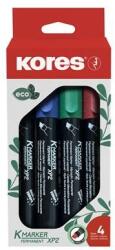 Kores Alkoholos marker készlet, 3-5 mm, vágott, KORES ˝ECO K-Marker XP2˝, 4 különböző szín