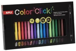 APLI Zseléstoll, akril tintával, 0, 7 mm, nyomógombos, APLI ˝Color Click˝, 18 különböző szín