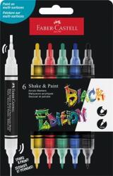 Faber-Castell Dekormarker készlet, 1, 0/3, 0 mm, kétvégű, akril, FABER-CASTELL ˝Shake&Paint˝, 6 különböző szín
