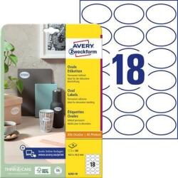 Avery-Zweckform Etikett, univerzális, 63, 5x42, 3 mm, ovális, AVERY ZWECKOFRM, 180 etikett/csomag
